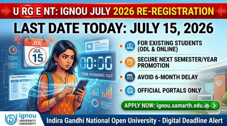 IGNOU July Re-Registration 2026 Last Date Today;