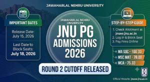 JNU PG Round 2 Cutoff 2026 Released at jnuee.jnu.ac.in; Check Last Date to Block Seats