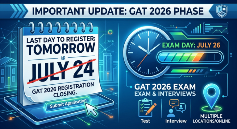 GAT Registration 2026 Ends Tomorrow: Exam and Interview Scheduled for July 26