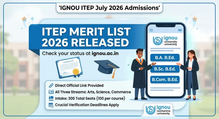 IGNOU ITEP Merit List 2026 Released at ignou.ac.in;
