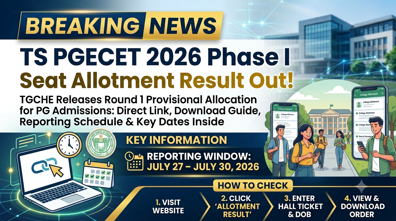 TS PGECET 2026 Phase I Seat Allotment Result Out: Complete Direct Link, Seat Matrix, Guidelines, and Phase II Expectations