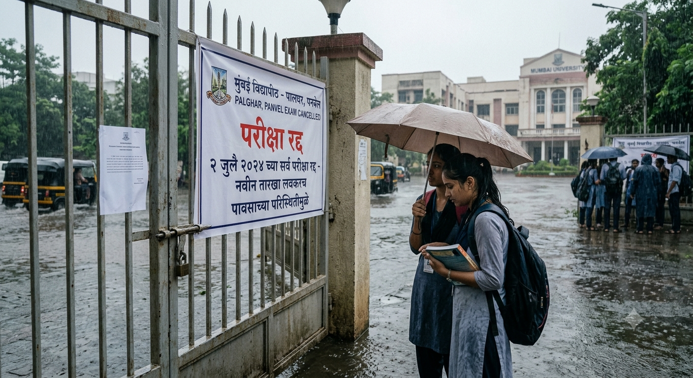 Mumbai University Cancels July 2 Exams in Palghar, Panvel Colleges Due to Heavy Rainfall; Revised Dates to Be Announced Soon
