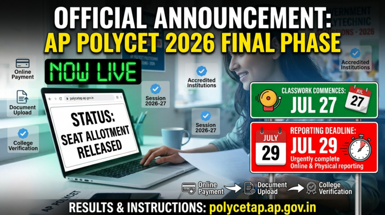 AP POLYCET 2026 Final Phase Seat Allotment Result Released; Classwork Commences as Reporting Window Opens