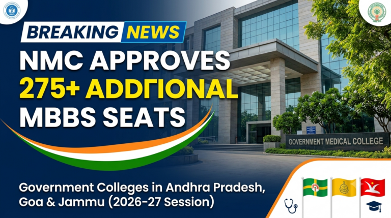 NMC Approves 275 More Government MBBS Seats in AP, Goa & Jammu for 2026-27