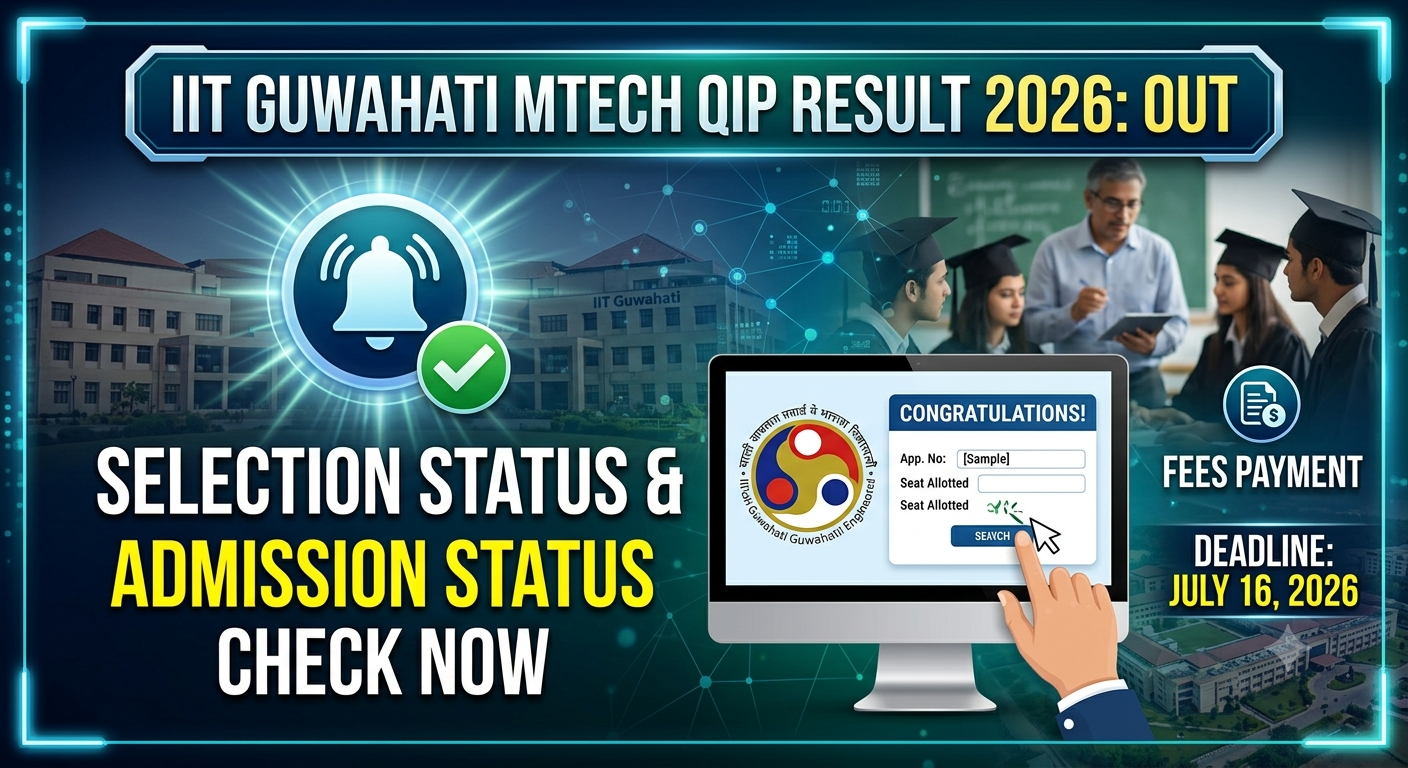 IIT Guwahati MTech QIP Result 2026 Out: Check Selection Status and Direct Fee Payment Link Here