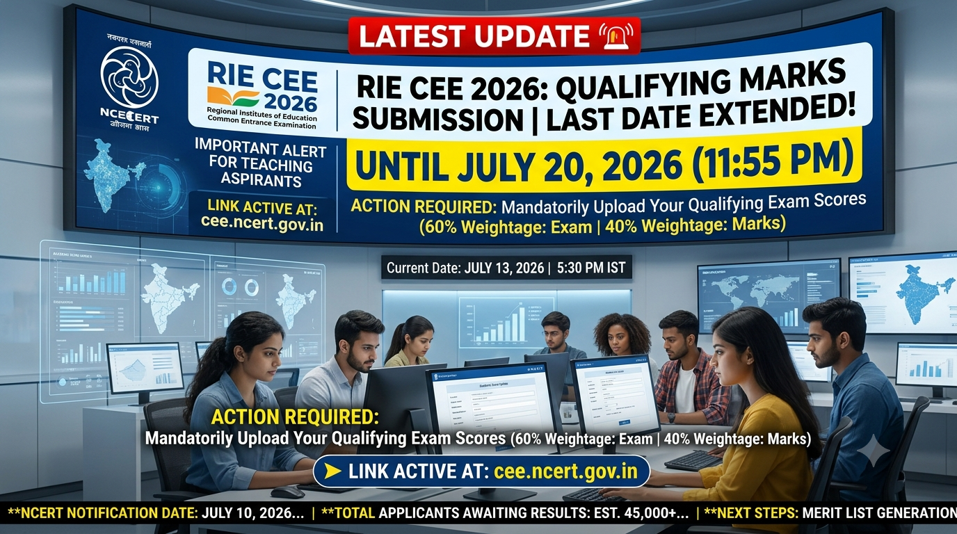 RIE CEE 2026 Qualifying Marks Submission Last Date Extended to July 20