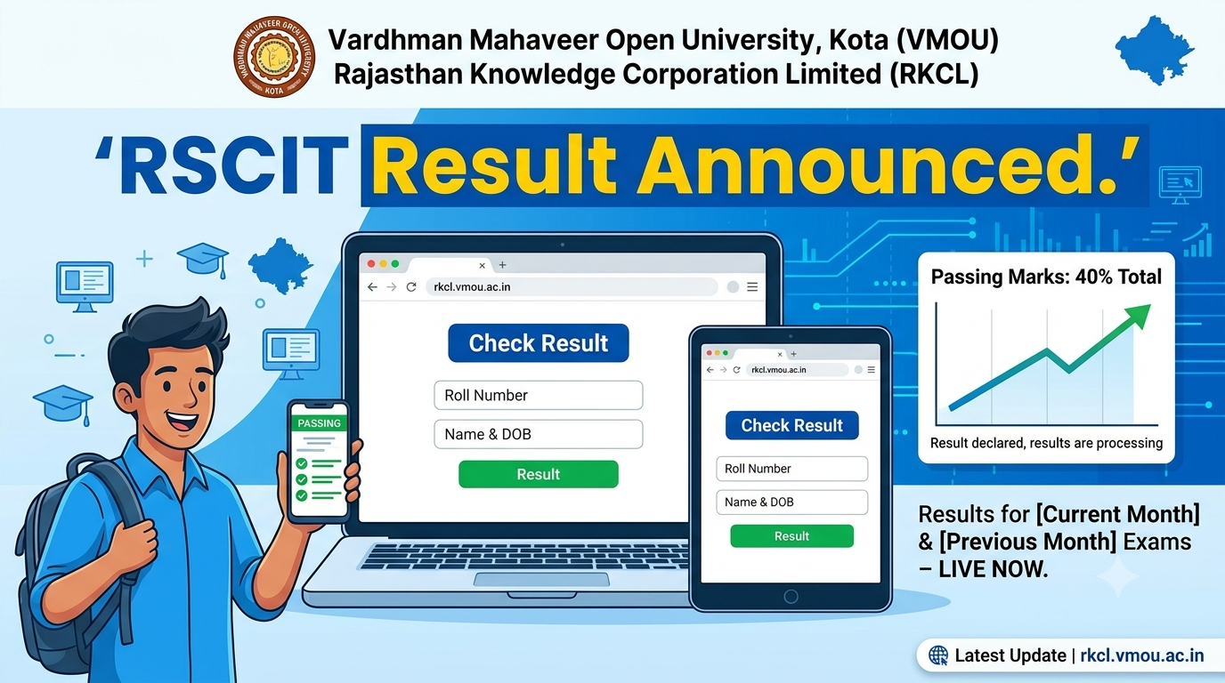 RSCIT Result Out: Check VMOU RKCL Scorecard Online