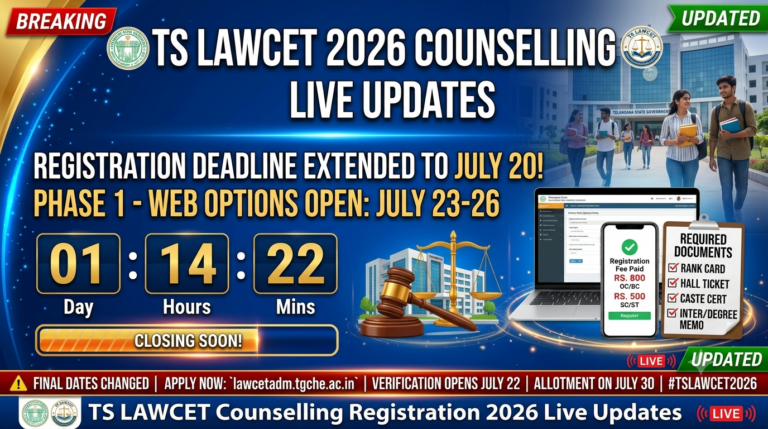 TS LAWCET Counselling Registration 2026 to End Soon; Check Details Here