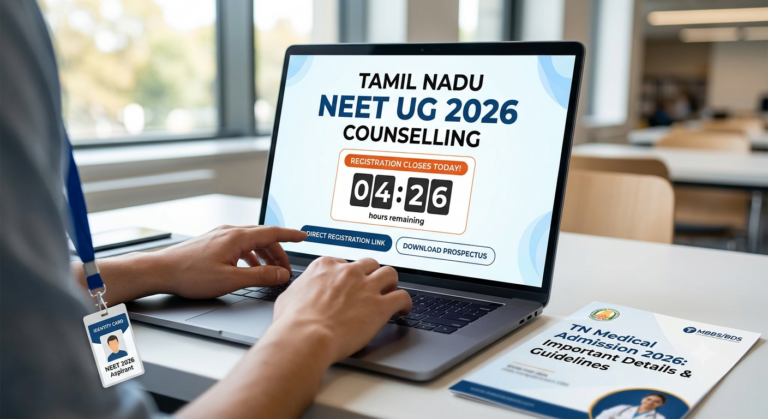 Tamil Nadu NEET UG Counselling 2026 Registration Ends Today at 5 PM