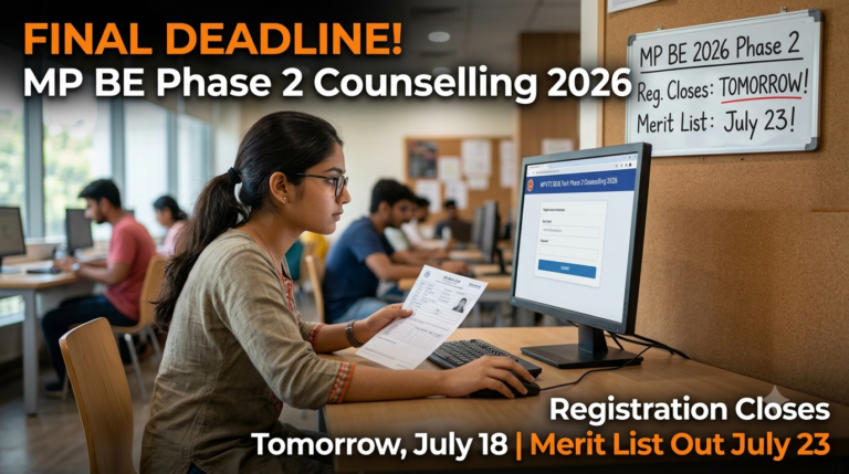 MP BE Counselling 2026: Phase 2 Registration Closes Tomorrow; Round 2 Merit List on July 23
