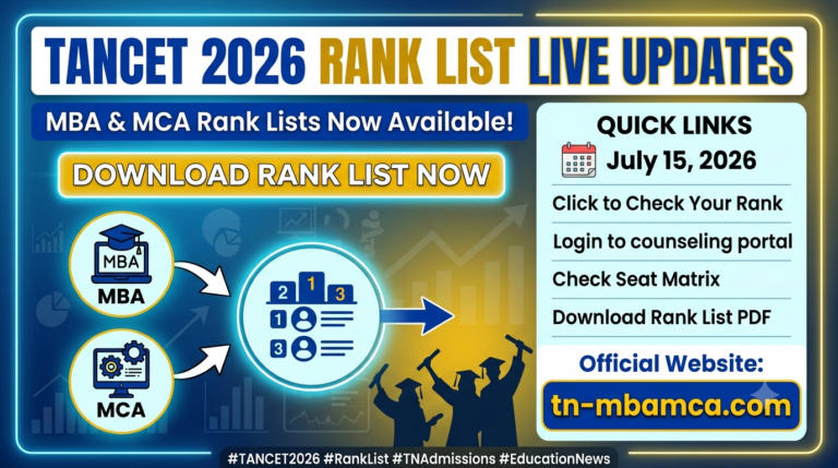 TANCET 2026 Rank List LIVE Updates