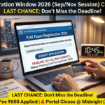 ICAI CA Registration Window 2026 Closing Today for September/November Sessions: Last Chance to Apply