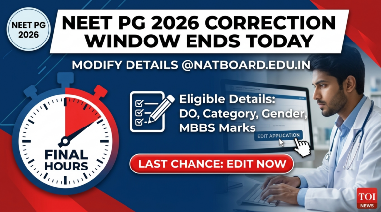 NEET PG 2026 Correction Window Ends Today