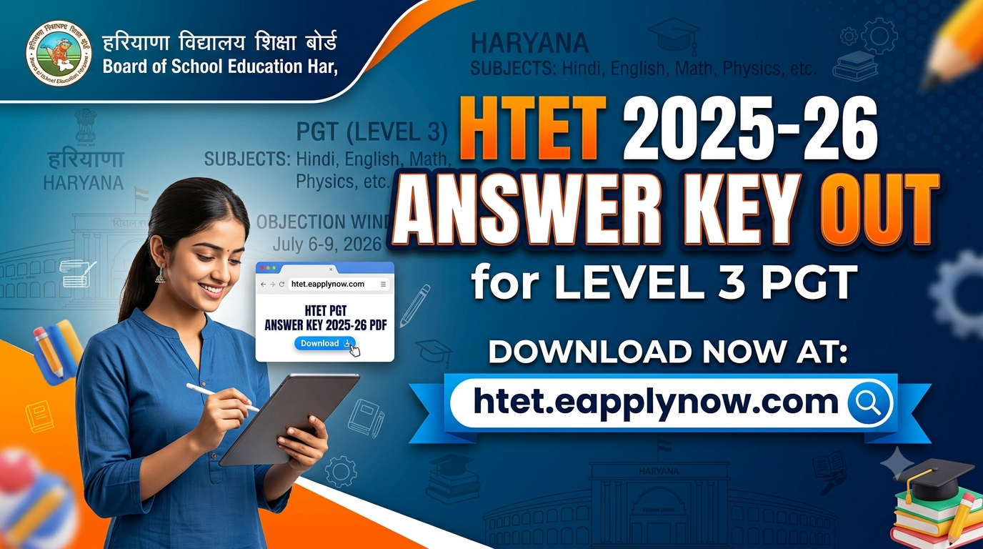 HTET Answer Key 2025-26 Out For PGT At htet.eapplynow.com