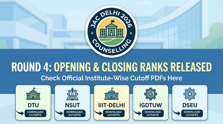 JAC Delhi 2026 Round 4 Opening and Closing Ranks Released: Check Institute-Wise Cutoff PDFs Here