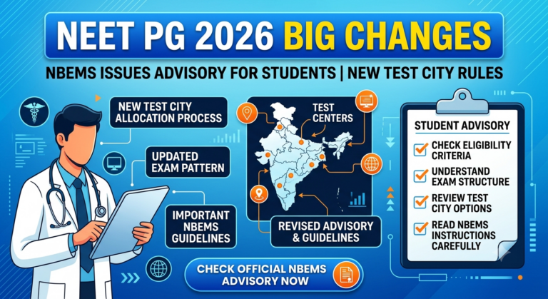 NEET PG 2026 Big Changes: NBEMS Issues Advisory for Students
