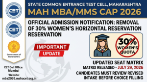 MAH MBA CAP 2026: Maharashtra CET Cell Removes Women’s Quota