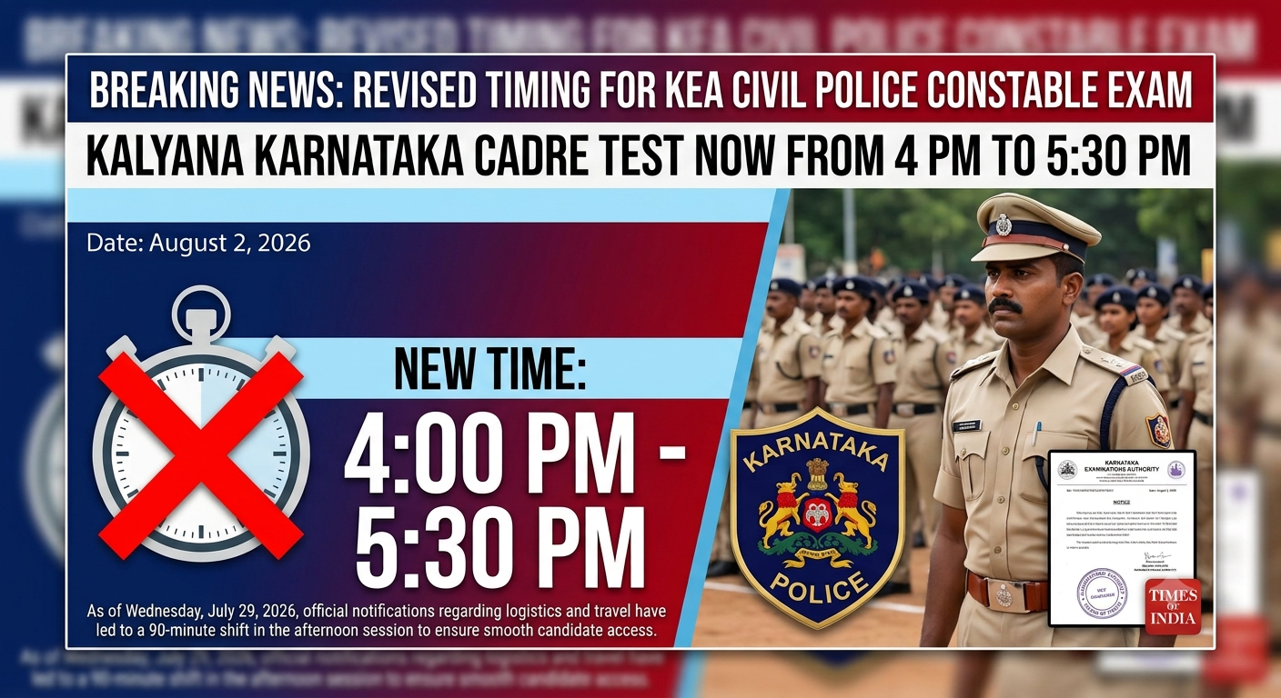 KEA Civil Police Constable Exam Timing Revised for Kalyana Karnataka Cadre