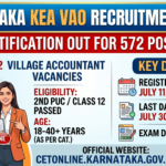 Karnataka KEA VAO Recruitment 2026: Notification Out for 572 Posts, Apply by July 30
