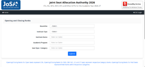 JoSAA Round 3 Opening and Closing Rank Portal