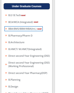 Choose BBA/BMS/BBM/MBA option