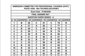 Gujarat OGCET 2026 Biotechnology Final Answer Key Snapshot