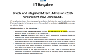 IIIT Bangalore Online Counseling Round 1 Notification