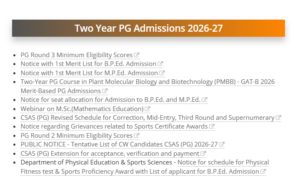 DU PG Round 3 Cutoff Official notification