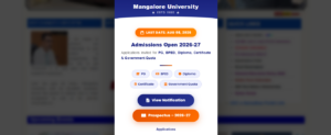 Mangalore University PG Admissions Official Notification