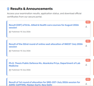 INI CET 2026 Round 2 Seat Allotment Notification