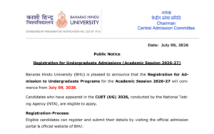 BHU UG Admissions Open- - Official Notification