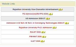 RU PG Admissions Official Notification at https://www.uniraj.ac.in/