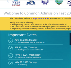 CAT 2026 Official Full Schedule 