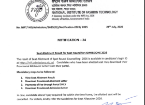 NIFT Spot Round Official Result Notification