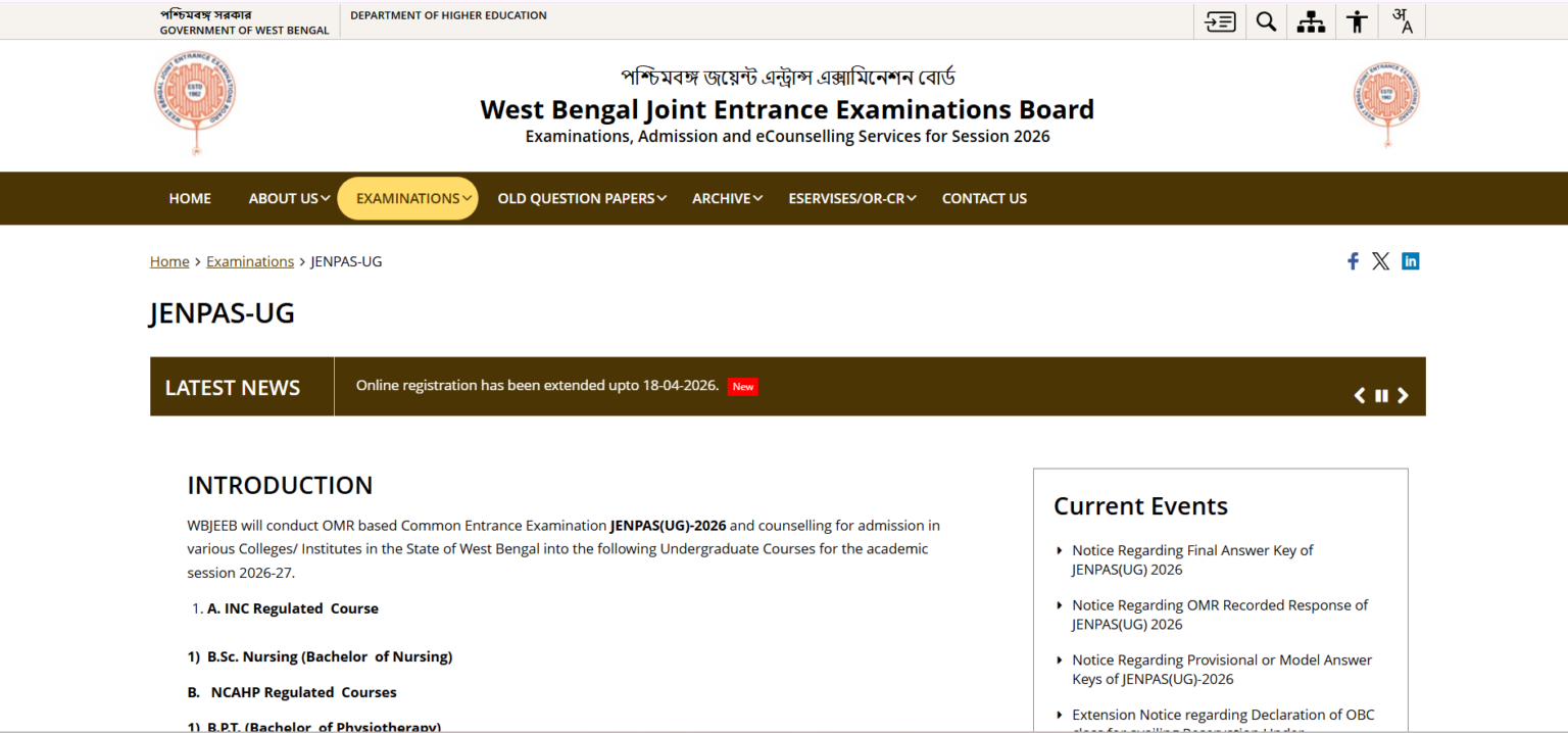 JENPAS UG Result 2026 Declared at wbjeeb.nic.in: Direct Link to ...