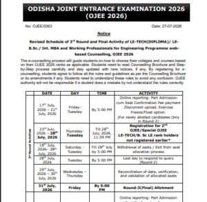 Official Notification at ojee.nic.in