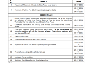 TG EAPCET Seat Allotment First Phase