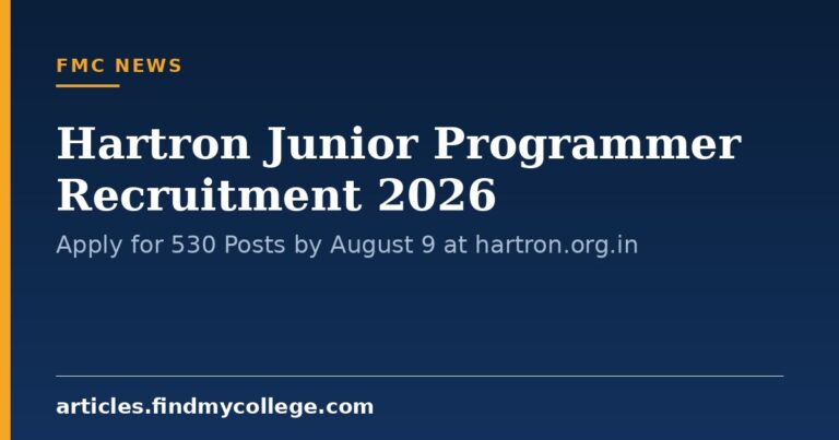 Hartron Junior Programmer Recruitment 2026: Apply for 530 Posts by August 9 at hartron.org.in