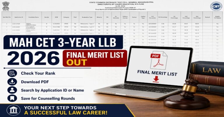 MH CET 3 Year LLB 2026 Final Merit List