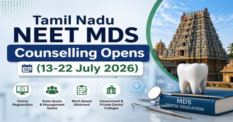 Tamil Nadu NEET MDS 2026 Counselling Registration Begins (13-22 July): Process, Fees & Next Steps
