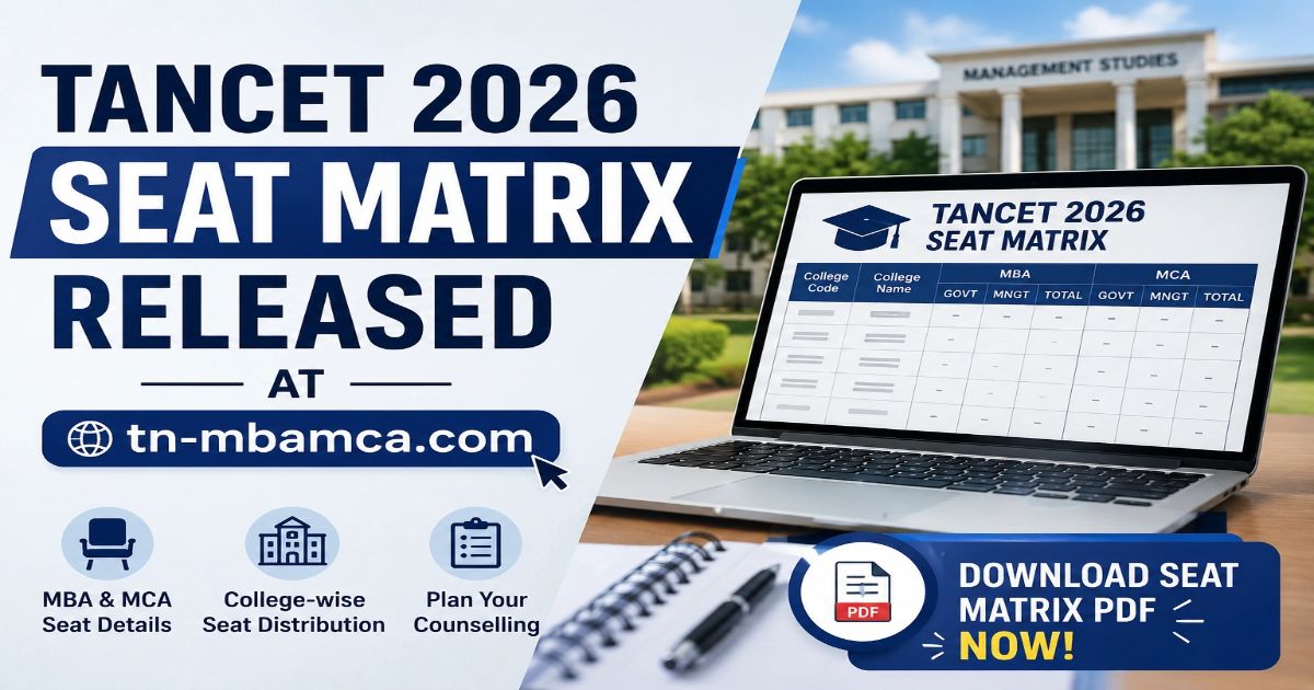 TANCET 2026 Seat Matrix for MBA/MCA Out
