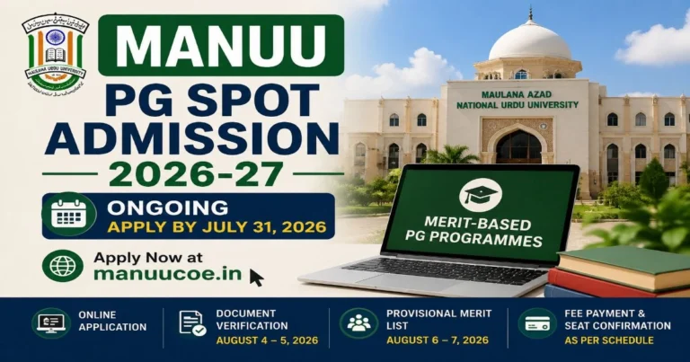 MANUU PG Spot Admission Ongoing