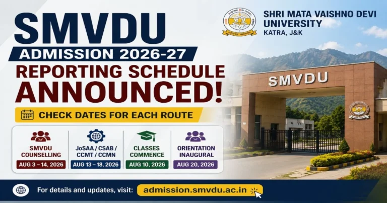 SMVDU Reporting Dates 2026-27