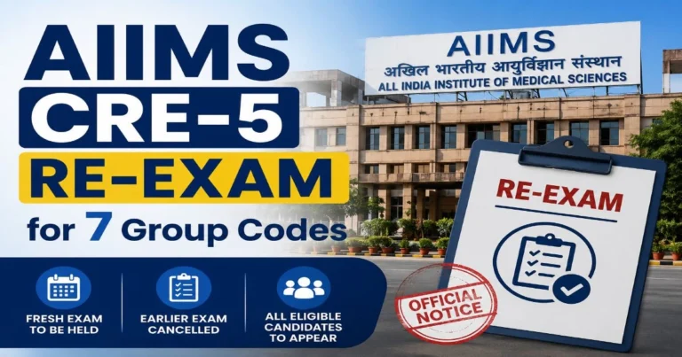 AIIMS CRE-5 Re-Exam for 7 Group Codes