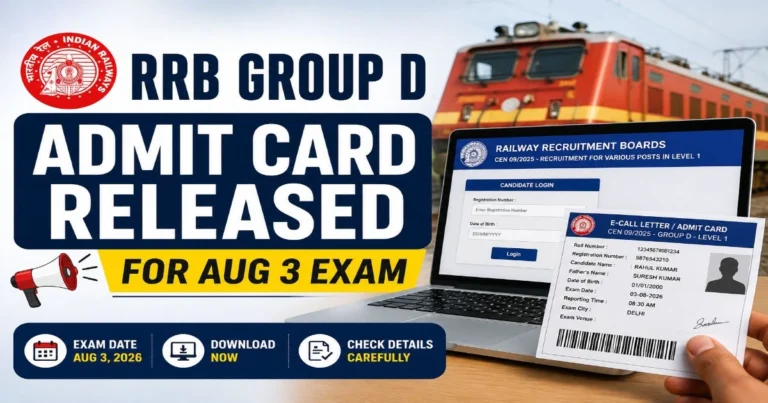 RRB Group D Admit Card Released