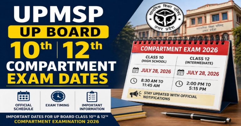 UPMSP 10th-12th Compartment Exam Dates