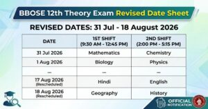 BBOSE 12th Theory Exam Revised Schedule