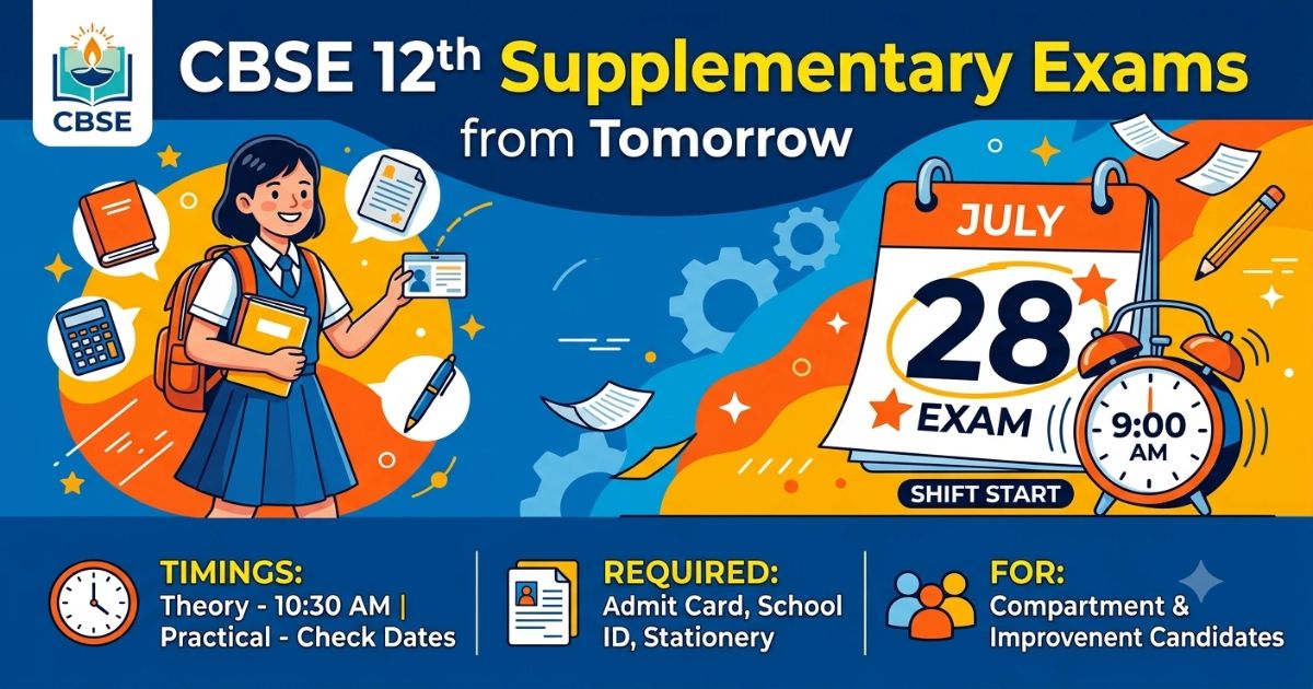 CBSE 12th Supplementary Exams from Tomorrow