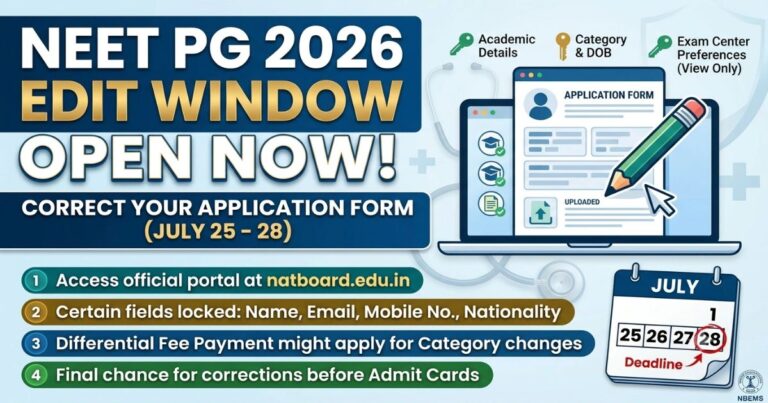 NEET PG 2026 Edit Window