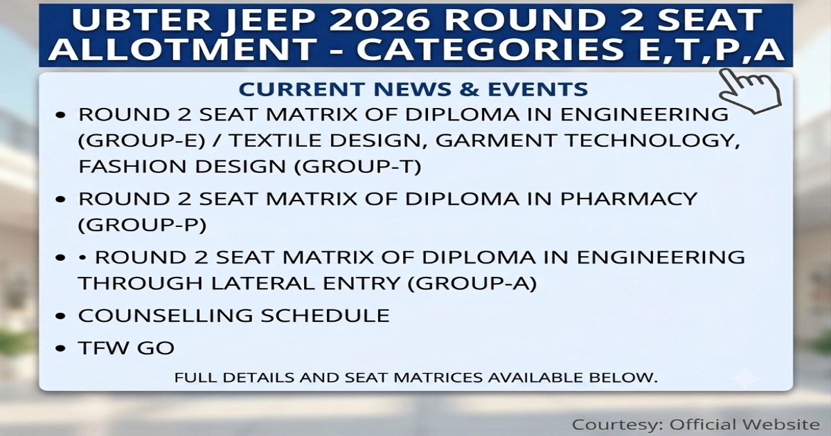UBTER JEEP 2026 Round 2 Seat Matrix